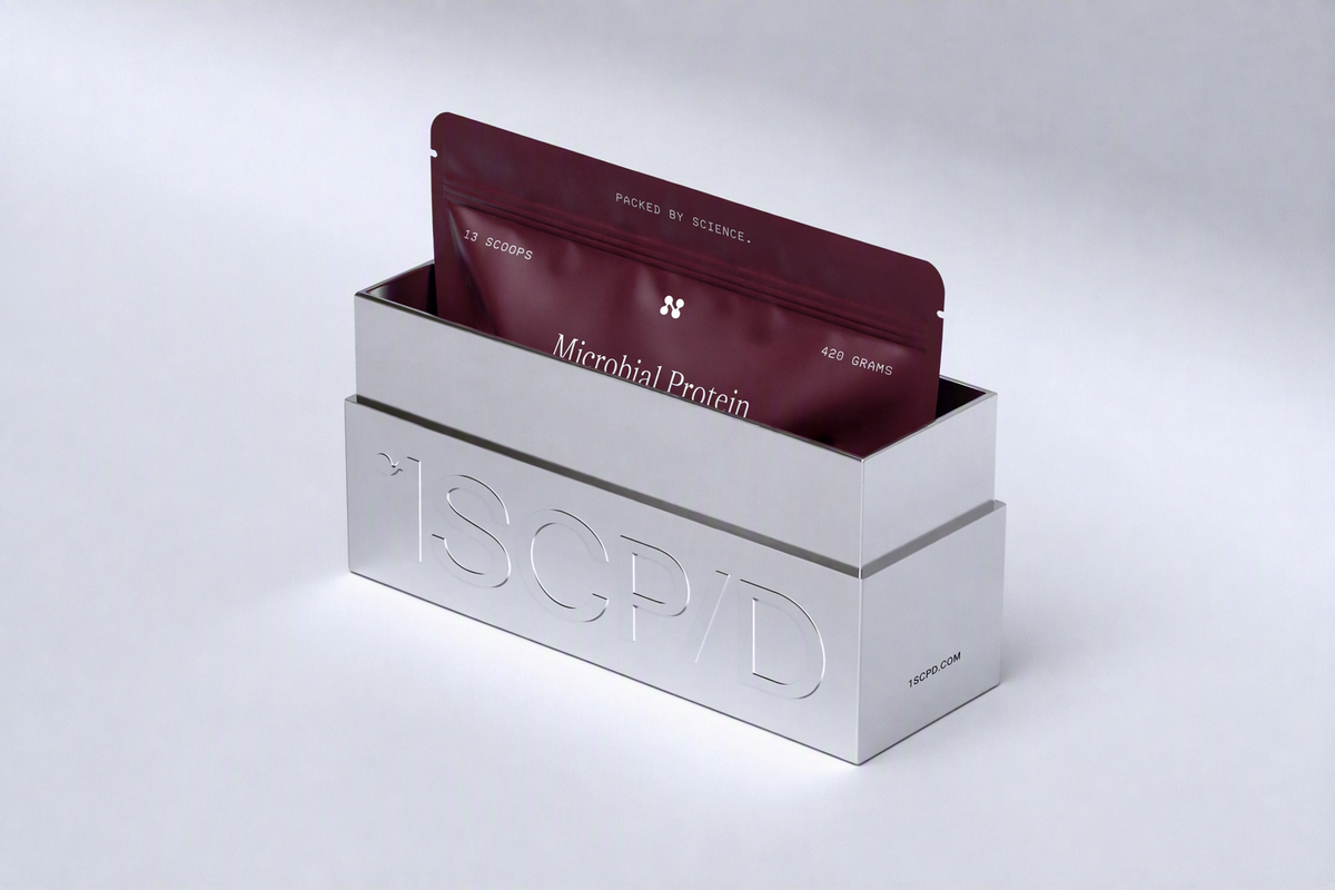 1SCP/D Microbial Protein, chrome outer box with burgundy pouch